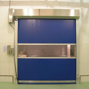 Puerta enrollable rápida de alta velocidad de pvc industrial automática tipo hormann con panel de cortina