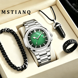 Orologio da <span class=keywords><strong>Uomo</strong></span> <span class=keywords><strong>Classico</strong></span> alla Moda con Cinturino in Acciaio Inossidabile, Quadrante Quadrato, Movimento al Quarzo, Impermeabile, con Luce Notturna e Data - Product Image 1