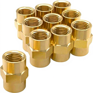 Acoplamiento de Tubería Hexagonal de Latón NPT Hembra de 1/4'' de Baja Presión, Forjado y Pulido, para Suministro de Agua, OEM/ODM - Product Image 1
