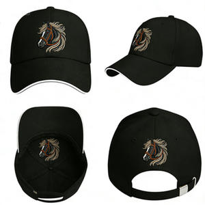 หมวกแก๊ปทรงวินเทจลายปักหัวม้า สีดำ ปรับขนาดได้ เหมาะสำหรับสไตล์ลำลองในชีวิตประจำวัน - Product Image 3