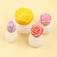 Moules à bougies en silicone en forme de rose |   4 styles de moules à fleurs 3D pour la fabrication de bougies DIY