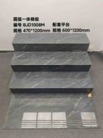Carreaux de marche d'escalier en porcelaine intégrée effet marbre brillant, avec nez arrondi, antidérapants, antibactériens, résistants aux acides, épaisseur 10 mm, pour escalier