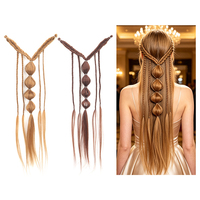 Wig rambut sintetis gaya bohemian Shinein, kepang setengah kepala, ekstensi rambut kepang putri dengan jepit BB