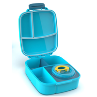 Aohea Boîte à lunch en plastique à 3 compartiments pour enfants Boîte à lunch intelligente sans BPA Conteneur en plastique Pot en acier pour aliments