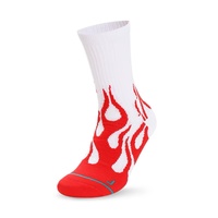 Chaussettes de sport tendance personnalisées à motif flamme, antibactériennes, respirantes, pour exercices en extérieur, en laine mérinos, avec logo sur le bas – Vente chaude