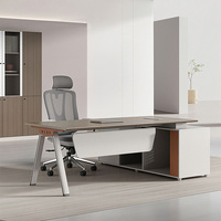 Bureau de direction moderne E0 avec armoire latérale, serrure à code, structure en acier tubulaire pour mobilier de bureau de direction