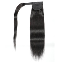 FYD gros cheveux vierges 28 pouces de long Afro droite moelleux enroulé autour de Clip queue de cheval Extension sans colle