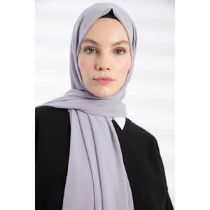 ผ้าพันคอชีฟอง - สีเทา - สีเทา - Product Image 4