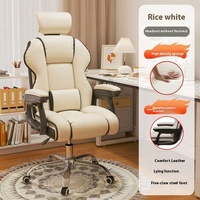Chaise de Bureau Ergonomique Pivotante en Cuir PU pour la Maison et le Bureau, Pied en Acier Inoxydable, Fauteuil Inclinable Confortable de Gaming avec Repose-Pieds, Vente en Gros