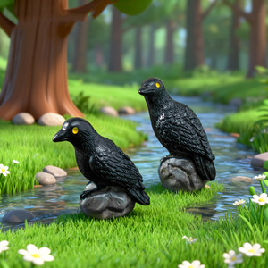 Miniature Crows Decor Figures Black Raven Figurine <b>Mini</b> Resin Animals for Holiday Scene Micro Landscape Spooky Party <b>Table</b> Decor - Product Image 3