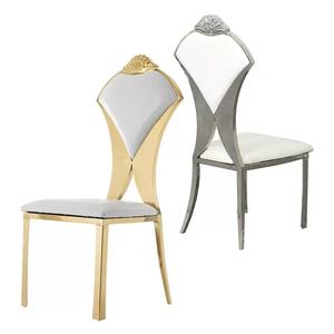 Sillas y Mesa de Comedor para Eventos de Hotel, Estilo Moderno y Lujoso, Venta al por Mayor, Acabado Dorado, Silla de Banquete de Acero Inoxidable para Bodas - Product Image 1