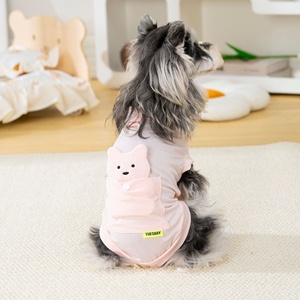 Chaleco sin mangas para perro de poliéster de seda helada, ecológico, transpirable y refrescante para verano, con aplique de oso 3D, bolsillo con broche y anilla en D - Product Image 4