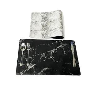 Restaurant Luxury Washable Non-Slip Table Placemats Eco Friendly Dinnerware Table Decoration Mats Marble PU leather Placemat