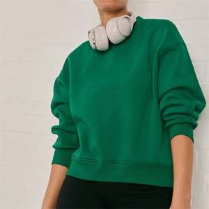 Jersey de algodón de tacto suave de peso pesado personalizado de alta calidad para mujer, Sudadera de cuello redondo, parte delantera para ropa informal de otoño - Product Image 2