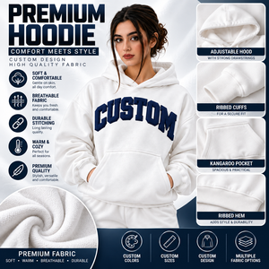 Sudadera con Capucha de Algodón 100% de Alta Calidad para Mujer, Estilo Urbano, Chándal, Denim, con Estampado Puff de Gran Gramaje - Product Image 2