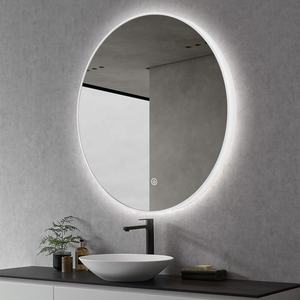 Yuvarlak ışıklı akıllı banyo aynası LED gümüş duvar aynası dokunmatik ekran ile makyaj masası aynası otel ve ev kullanımı için - Product Image 5