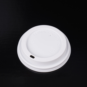 Tapa de boca plana redonda de plástico de material PS blanco para almacenamiento de Bebidas frías - Product Image 1