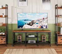 Meuble TV avec étagères ouvertes et support pour barre de son pour salon