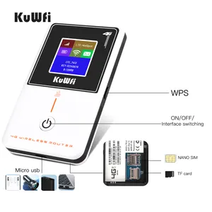 OEM ODM KuWFi viagens wifi 2100mAh desbloqueado 3G 4G cartão sim Router hotspot 4g LTE 4g router wifi móvel para o exterior
