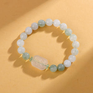 سوار من حجر اليشم التيانشان على شكل زهرة، خرز من اليشم الأبيض، تصميم معبد من الكالسيدوني، نفس الطراز، يجلب الحظ - Product Image 6