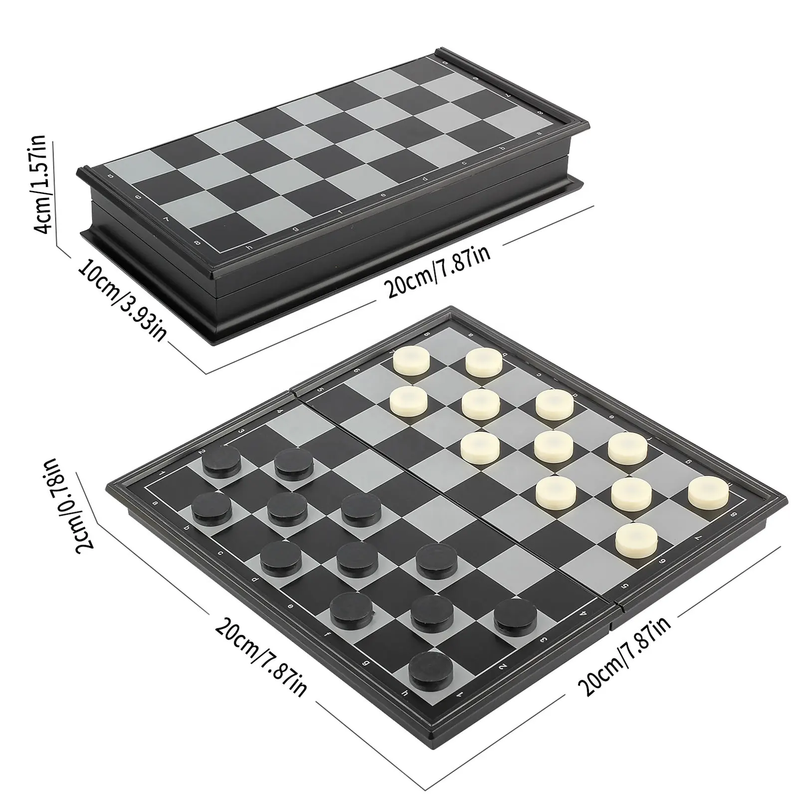 Deluxe Checkers Schaakspel Set Draagbare Magnetische <span class=keywords><strong>Schaken</strong></span> Bordspel Internationale Dammen <span class=keywords><strong>Schaken</strong></span>