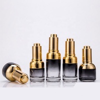 Botella con gotero de cristal con gradiente negro de lujo, botella personalizada con cuentagotas de vidrio de 30ml/1oz, negra con pipeta para cosméticos y aceite de perfume, 10%