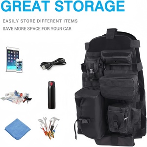 MMC AKM-082 Organisateur de dossier de siège auto en polyester, 7 poches, porte-plaques, sac à dos tactique, système Molle, sangle de poitrine, pour le tir en extérieur - Product Image 3