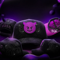 Gorra Edlg Negra con Logotipo Bordado en 3D, Pedrería, Logotipo Personalizado en la Visera, Gorra de Béisbol Estilo Streetwear, Gorras Personalizadas Bordadas