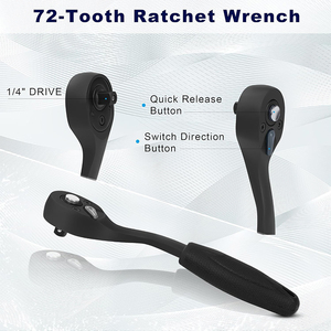 56-Piece 1/4 \ "Ổ cắm ổ đĩa thiết lập SAE (5/32 \"-9/16 \ ") & Metric (4mm-15mm) sâu & nông 72 răng Ratchet cờ lê cơ khí thép - Product Image 5