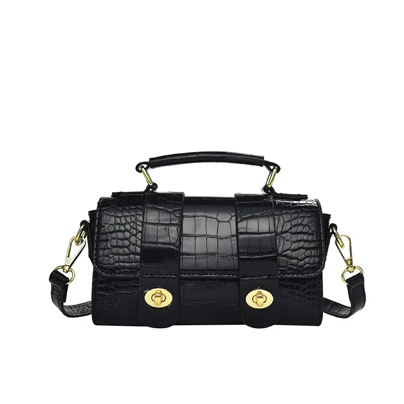 French Handbag Double-lock Crocodiles Fashion Bag Mini Boston Bag Single Shoulder Cross-body Bag