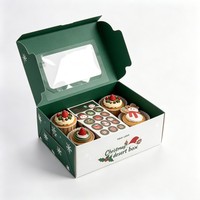 Boîte d'emballage pour cupcakes avec fenêtre transparente, 4 ou 6 pièces, boîte à gâteaux portable avec fenêtre pour sauce, boîte à desserts