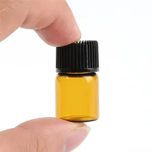Frascos de vidro vazios para óleo essencial 1ml 2ml 3ml, mini frascos de amostra de perfume de vidro marrom com tampa interna