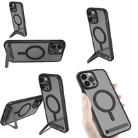 Casing Transparan Magnetik Tahan Lama dengan Holder untuk iPhone 11 12 13 14 15 16 Pro Max 17 Air Plus, Anti-Kuning untuk Penutup iPhone