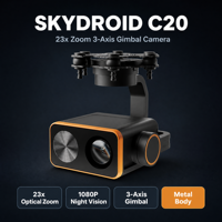 Cámara de Acción SKYDROID C20 con Zoom 23x, 3 Ejes, 1080P 2K, Visión Nocturna, Linterna de 2500lm, Metálica, para Inspección de Drones y Seguridad