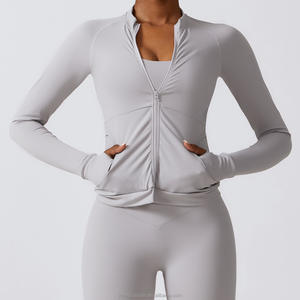 Chaquetas de Yoga de manga larga con agujeros para el pulgar para mujer con sensación desnuda personalizada - Product Image 2