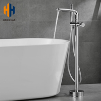 Robinet en laiton autoportant pommeau de douche à main cascade mitigeur de salle de bain baignoire douche remplissage monté au sol excellente conception