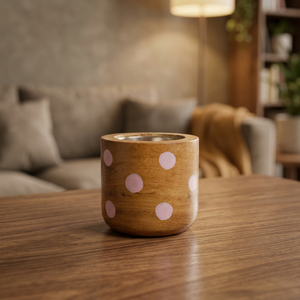Quemador de Incienso de Madera con Puntos Rosas, Difusor de Aromaterapia, Material de Bambú, Uso en Todas las Estaciones, Decoración para el Hogar para Ramadán y Eid - Product Image 1