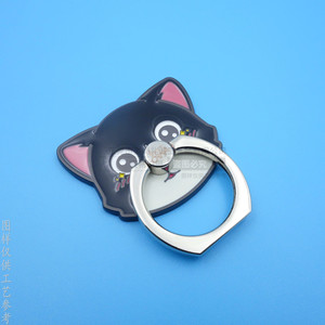 Cartoon <b>Cat</b> Zinc Alloy <b>Ring</b> <b>Holder</b> Rotating Desktop Phone Stand For Smartphones Black Nickel Color - Product Image 2