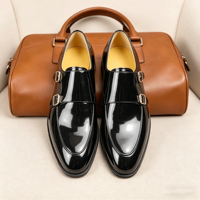 Chaussures habillées classiques pour hommes en cuir verni léger à double boucle, style Monk Strap, pour affaires et mariages, collection Cape Fashion