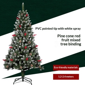 Árbol de Navidad con Punta Puntiaguda, Decorado con Nieve, Piñas y Bayas Rojas, para Hoteles y Centros Comerciales - Product Image 2