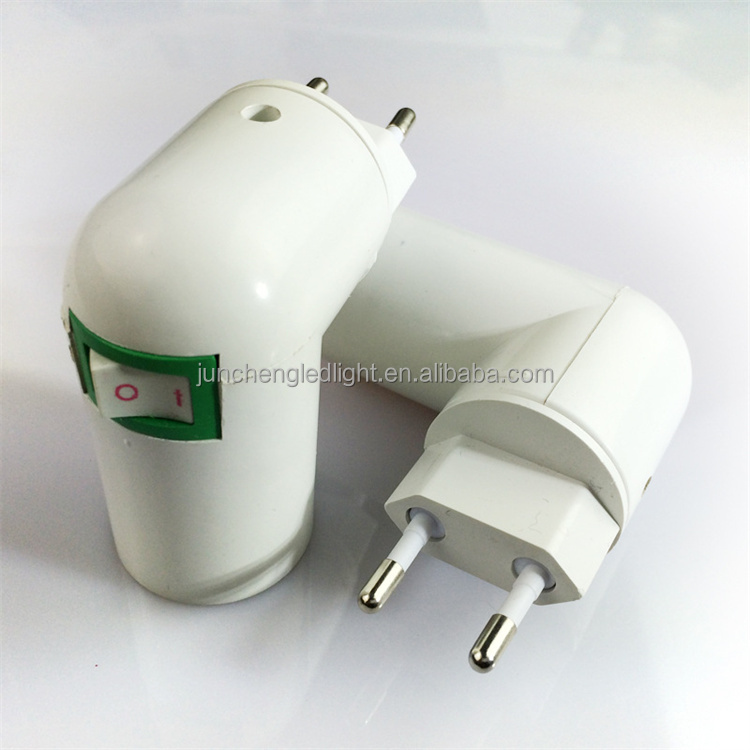 Uzinb Base Lampada E27 LED Maschio da Presa a Spina Europea Convertitore Adattatore per portalampada con Pulsante ON/off