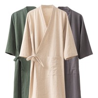 Peignoir Kimono à Manches Trois-Quarts en Coton Couleur Unie, Serviette de Bain pour Spa, Hôtel, Maison, Douche et Usage Quotidien