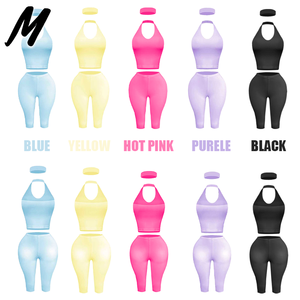 Ensemble deux pièces <span class=keywords><strong>pour</strong></span> <span class=keywords><strong>femme</strong></span> Printemps-Été 2026 : Haut court en coton à logo personnalisé et legging capri - Product Image 3