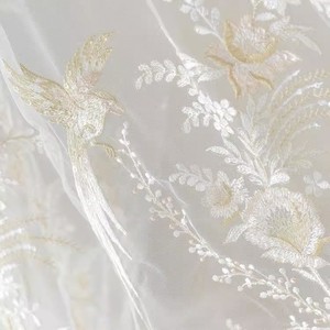 Tela de encaje de boda Beige de alta calidad tela de encaje nupcial tela de encaje de flores 3D - Product Image 6