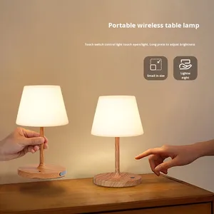 Nhà Máy 4000mAh không dây dẫn ánh sáng ban đêm không thấm nước bàn đèn cảm ứng thay đổi độ sáng hạt gỗ kết thúc cắm trại bàn đèn - Product Image 1