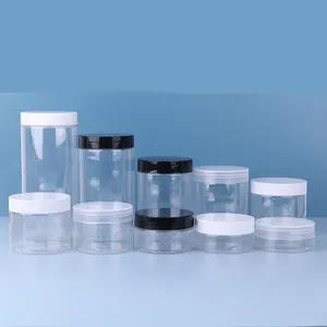 High Quality PET Plastic BPA Free 30 ml 50 ml 60 ml 80 ml 100 ml 150 ml 200 ml 250 ml 500 ml Clear PET Plastic Jars With Lids