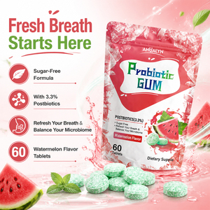 Nouvelle Tendance 2026 : Gommes Probiotiques Postbiotiques, Complément de Santé et Suppléments Nutritionnels au Goût Pastèque pour une Haleine Fraîche - Product Image 2