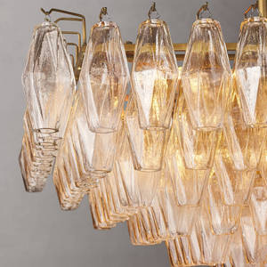 Clear Glass Tier Rectangular Chandelier For Dining Table Kitchen Island Modern Home Italian Handmade Glass Large 54" Chandeliers - Product Image 5