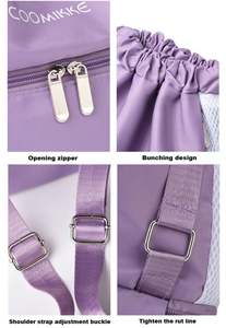 Mochila con cordón deportivo de nailon y poliéster personalizada ecológica Oxford, sublimación atlética, cremallera portátil plegable - Product Image 3