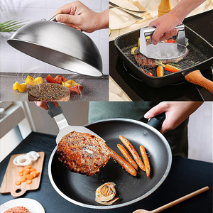 Conjunto YINHAO 4 em 1 para Smash <span class=keywords><strong>Burger</strong></span>: Tampa para Grelhar, Raspador e Prensa de Hambúrguer em Aço Inoxidável 304 para Chapa Plana - Product Image 3